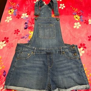 Blue denim shorteralls
